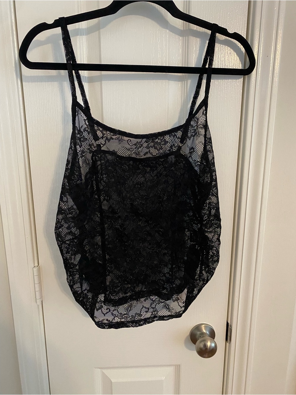 Elegant Black Lace Camisole with Spaghetti Straps